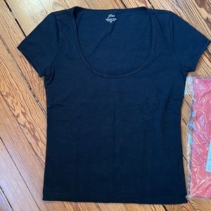 J. Crew Black Short Sleeve Tee Scoop Neck Organic Cotton
